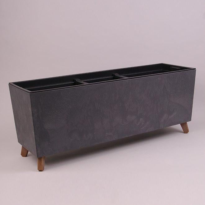 Горшок пластмассовый Flora Urbi Case Beton Effect N с вкладом на ножках 77 см Маренго (93533)