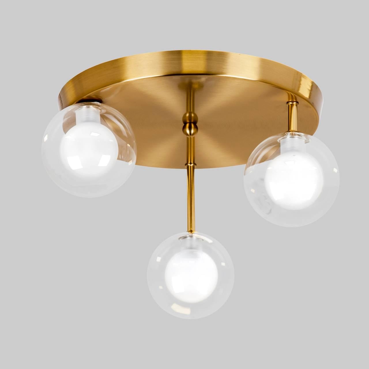 Люстра потолочная с двойными плафонами Бронзовый (61-H100F-3 BRZ+CLWH 300)