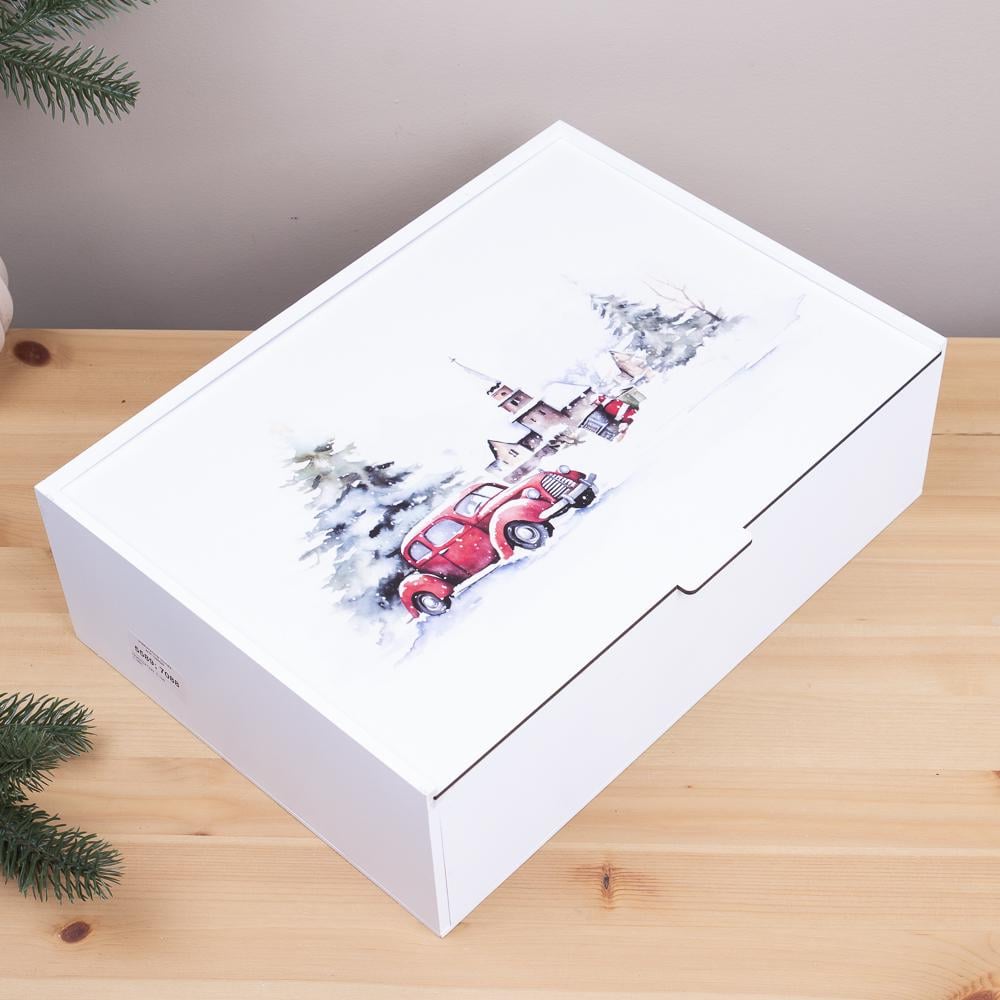 Коробка прямоугольная зимний пейзаж 36 см (5589-49)