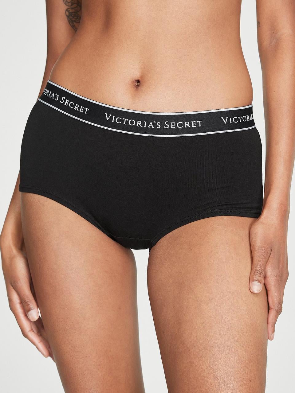 Трусики женские шортики Victoria's Secret Logo Cotton M Черный (2638740041)
