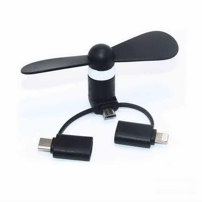 Вентилятор для телефона 3в1 Micro-Usb/Type-c Черный (2793)
