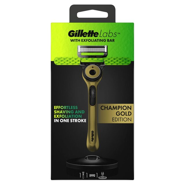 Станок для бритья мужской Gillette Labs CHAMPION GOLD Edition 5 лезвий 1 картридж и подставка