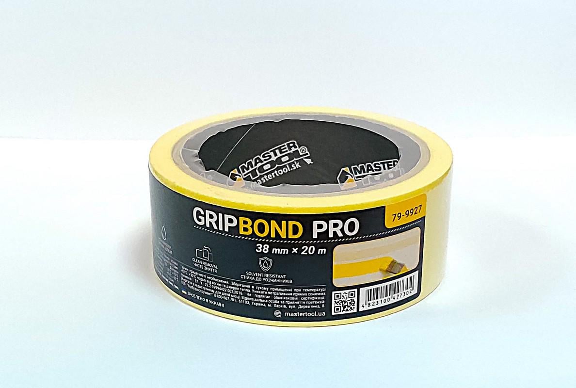 Стрічка малярна універсальна MasterTool GripBond Pro 38 мм х20 м Жовтий (79-9927)