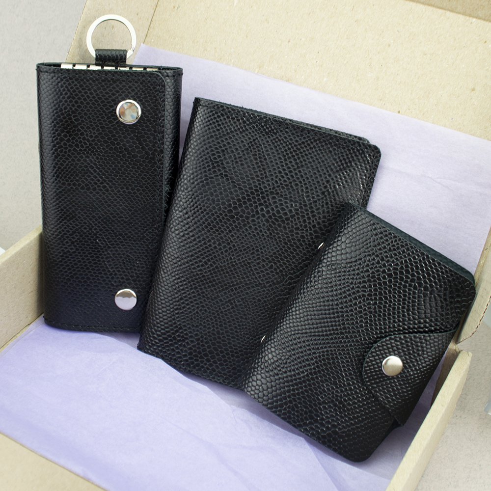 Подарочный набор женский HandyCover №29 Питон 3 предмета Черный