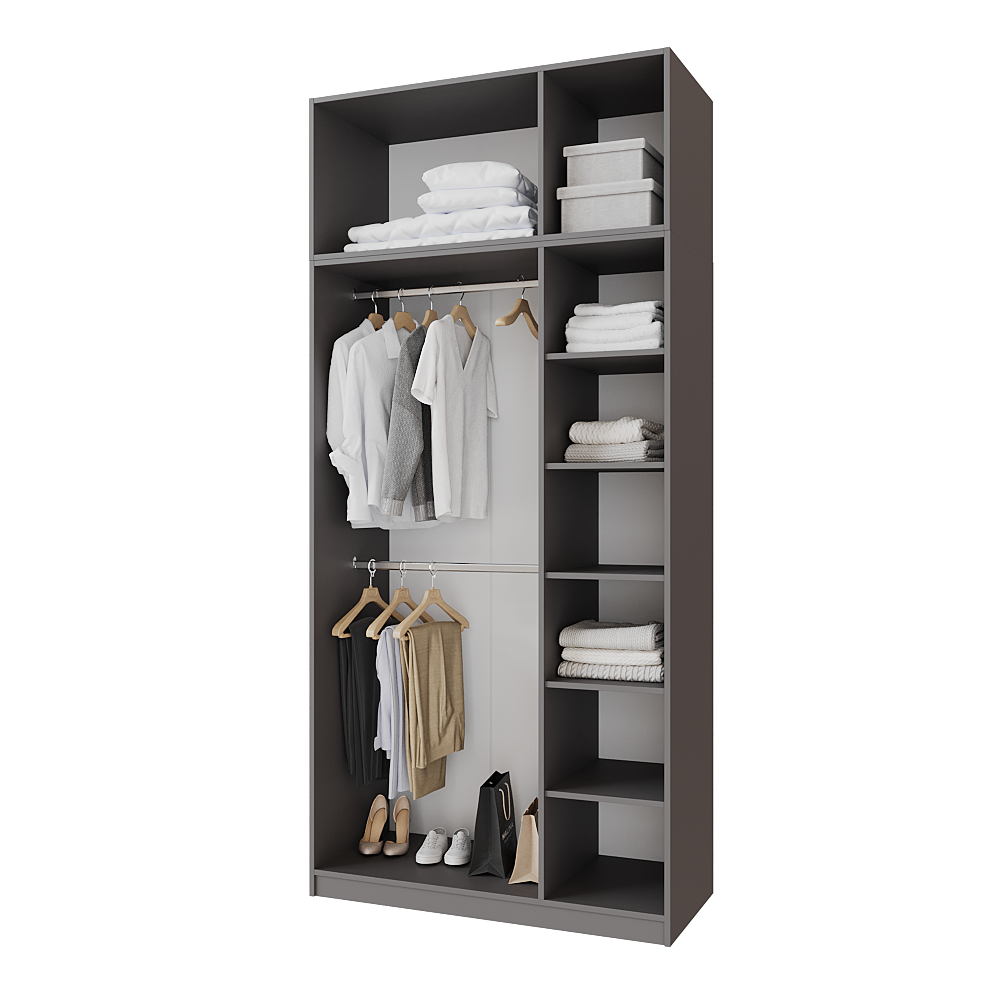 Шафа розпашна з антресолью Меблітренд Чиназес Чиа-1200.4 1200х500х2450 мм Графітовий/Білий (26841581) - фото 2