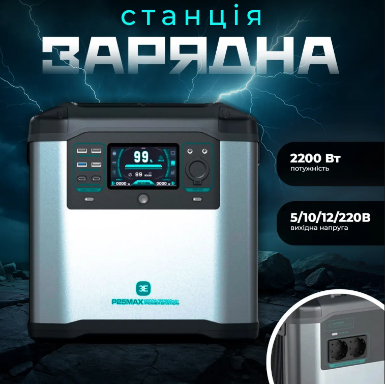Зарядная станция FlashFish P25 MAX 2200 Вт 1935 Вт/ч Черный (FF-P25MAX ) - фото 5