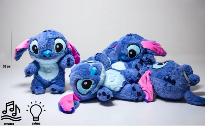 М'яка іграшка-нічник Стіч з музикою/світлом та ритмічним диханням (VP-634) - фото 4