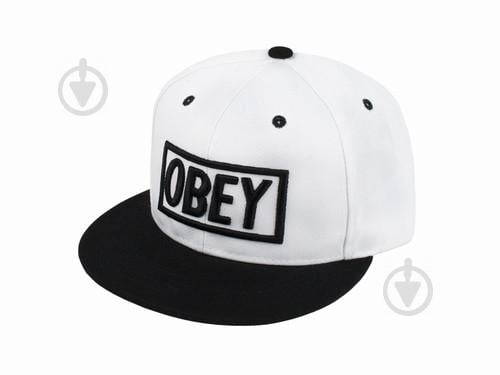 Бейсболка peaked cap OBEY Белый One sizе Черный (23259)