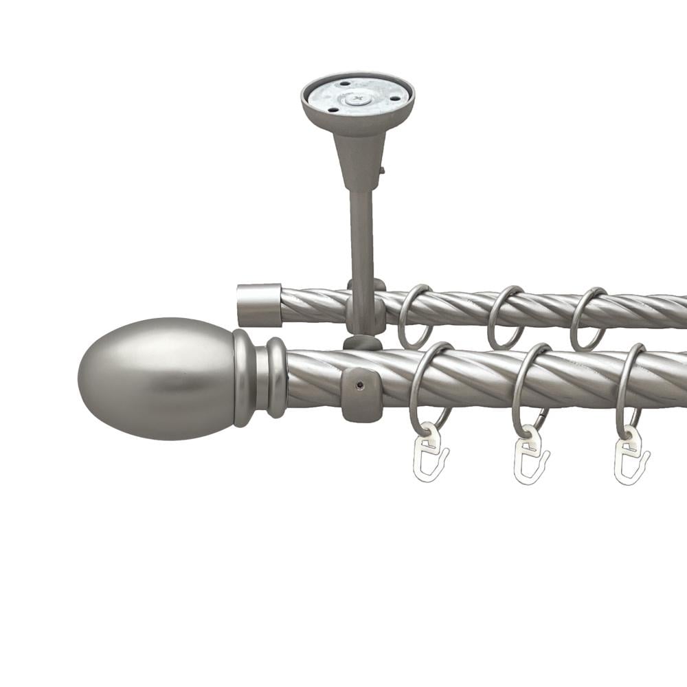 Карниз Orvit Белуно металевий дворядний відкритий до стелі скручена труба кільце металеве 25/16 мм 200 см Сатин (00-00024071)