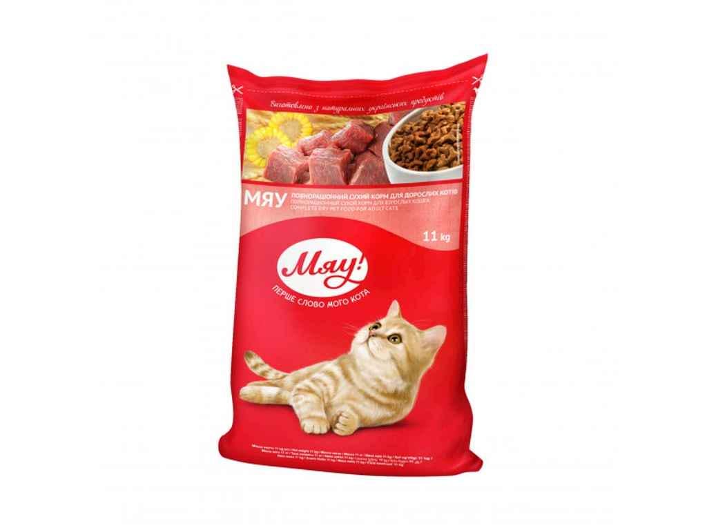 Корм для котів Мяу з м'ясом сухий 11 кг (375)