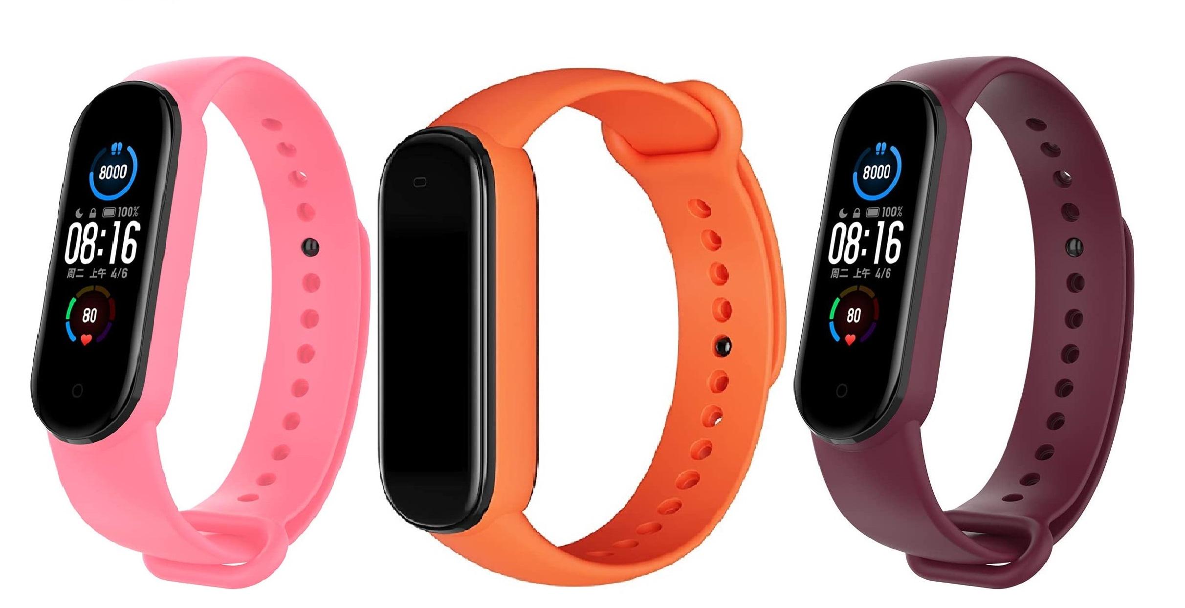 Набір ремінців BeWatch для Xiaomi Mi Band 5/6 силіконовий 3 шт. Рожевий/Помаранчевий/Бургунді (1540600.2)