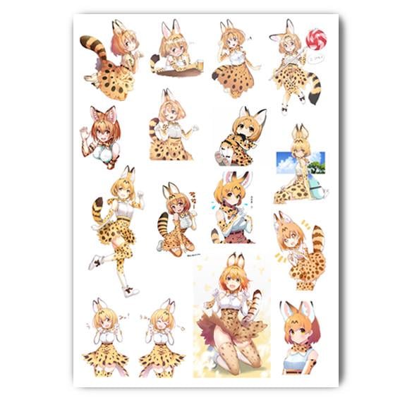 Стікери наклейки аніме Сервал Kemono Friends А4 аркуш 29х21 см (stik_113)