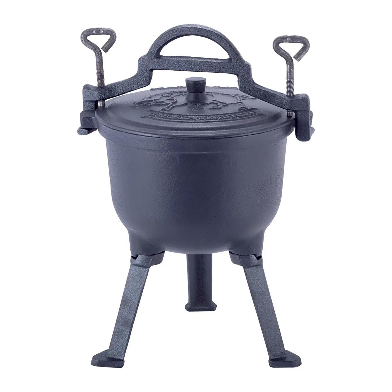 Котел чугунный эмалированный с крышкой для приготовления пищи на огне и плите 4 л (KM-4800M)