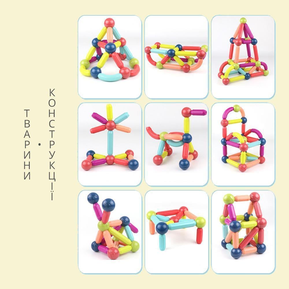 Конструктор 3D детский магнитный набор Magnetic Sticks для развития 64 дет. (12539230) - фото 7 Конструктор 3D детский магнитный набор Magnetic Sticks для развития 64 дет. (12539230) - фото 7