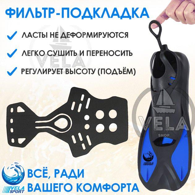 Ласти спортивні VelaSport Starfish L (42/43) із закритою п'ятою Синій (00416) - фото 6