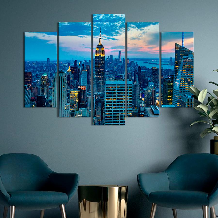 Картина город Знаменитые небоскрёбы Нью-Йорка 112x68 см (A618-5)
