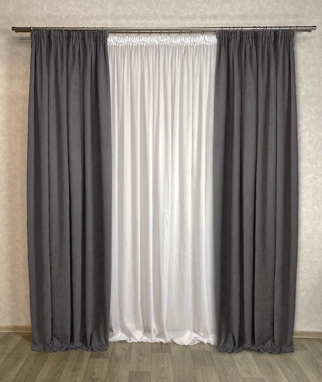 Комплект штор Diamond микровелюр 200х280 см 2 шт. Серо-коричневый (1403-340-200-280) - фото 1 Комплект штор Diamond микровелюр 200х280 см 2 шт. Серо-коричневый (1403-340-200-280) - фото 1