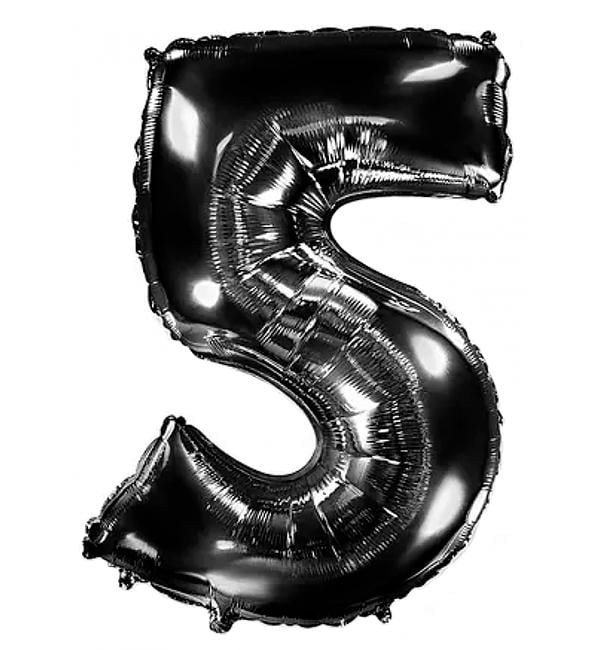 Шарик Цифра 5 100 см Черный (12360973)