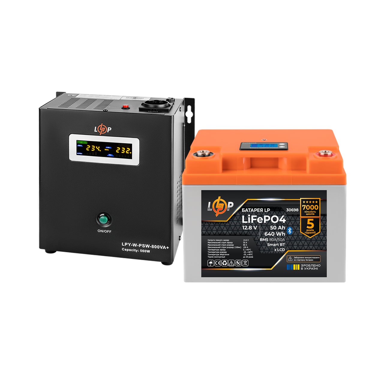 Комплект резервного питания LogicPower ИБП литиевая LiFePO4 батарея UPS В800+ АКБ LiFePO4 640W