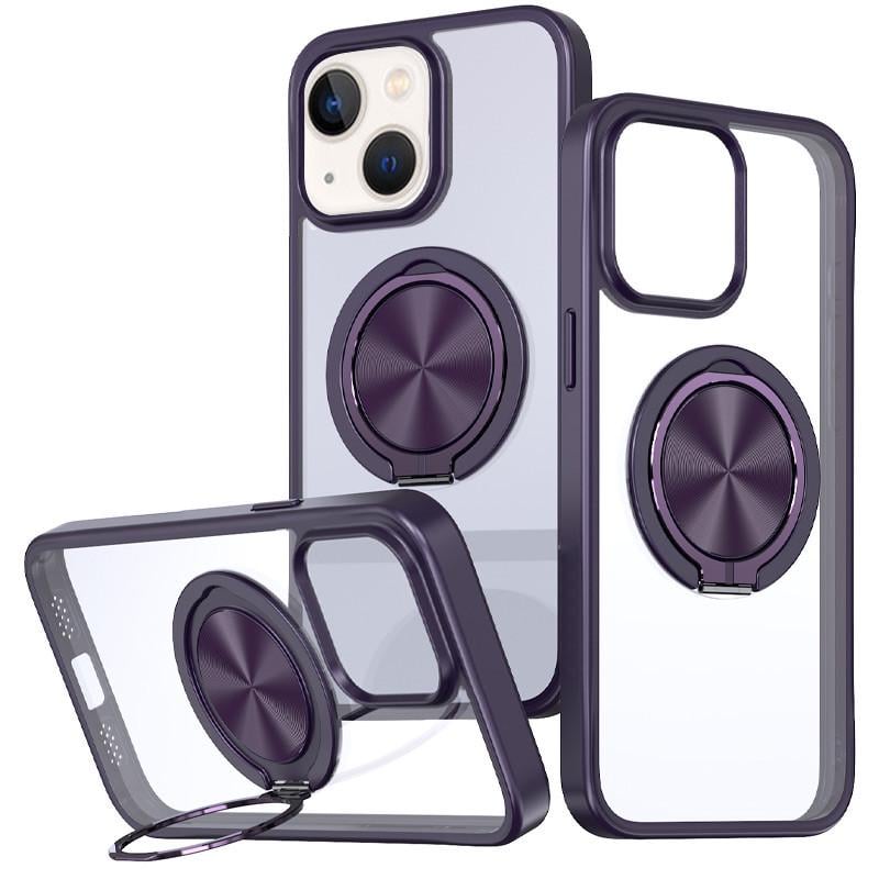 Противоударный чехол TPU+PC Metal Ring with MagSafe для Apple iPhone 15 (6.1") Темно-фиолетовый