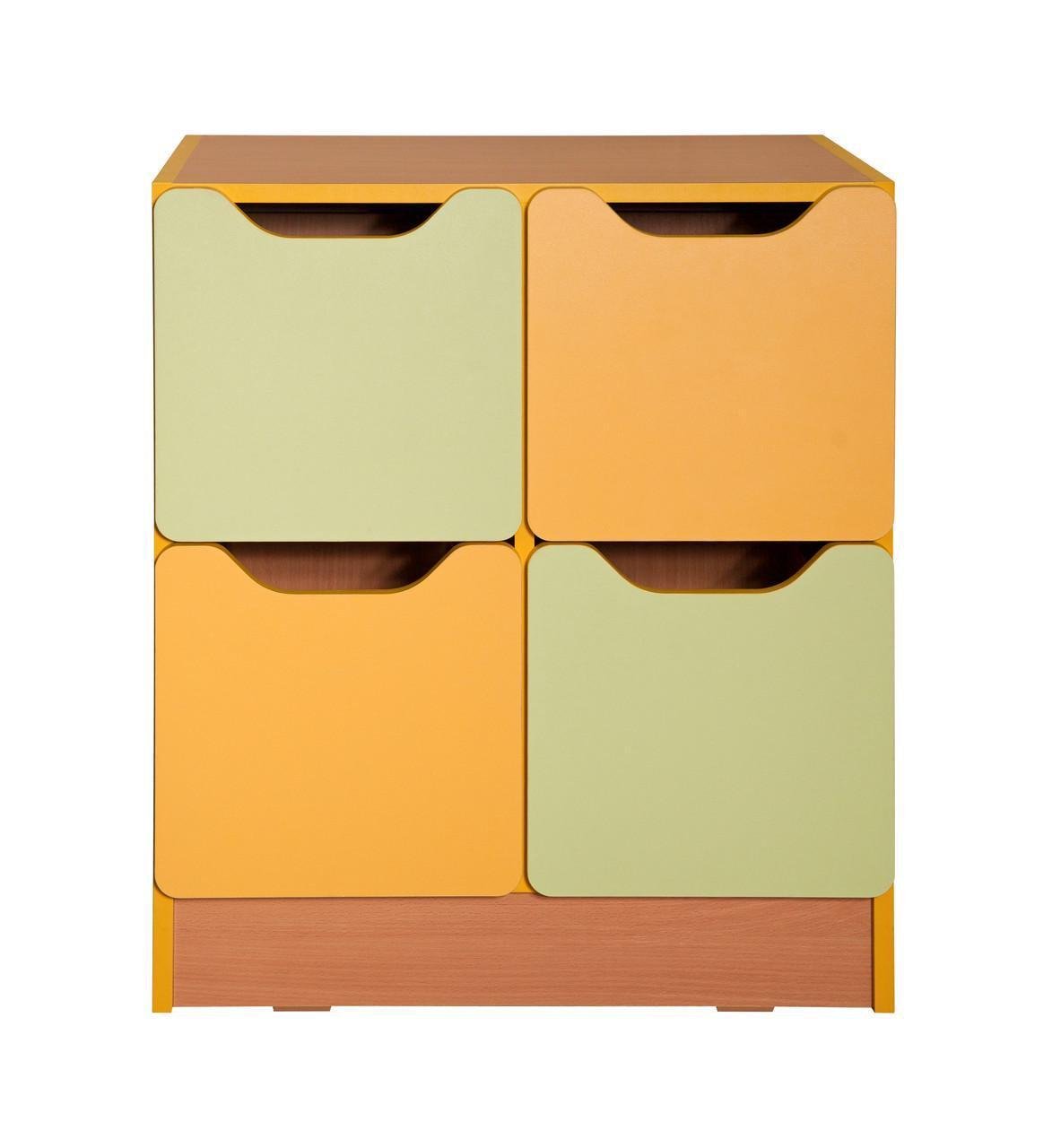 Стенка для детской МАКСИ-Мебель Арлекино Модуль А8 Бук/Желтый/Зеленая вода (9484)