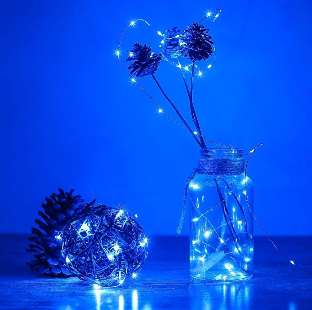 Гірлянда світлодіодна роса на батарейках статичний режим 20 LED IP44 2 м Синій - фото 5