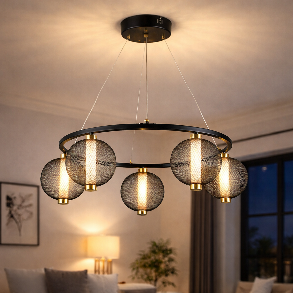 Люстра світлодіодна Valeso 18W з кільцевим каркасом з металу 3000K+6500К Чорний/Золотий (YH1466/5)