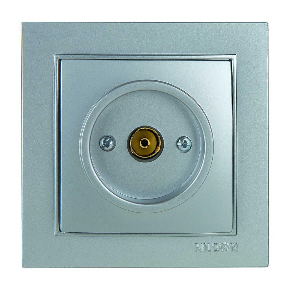 Розетка Nilson Thor TV прохідна Сріблястий (27131028)
