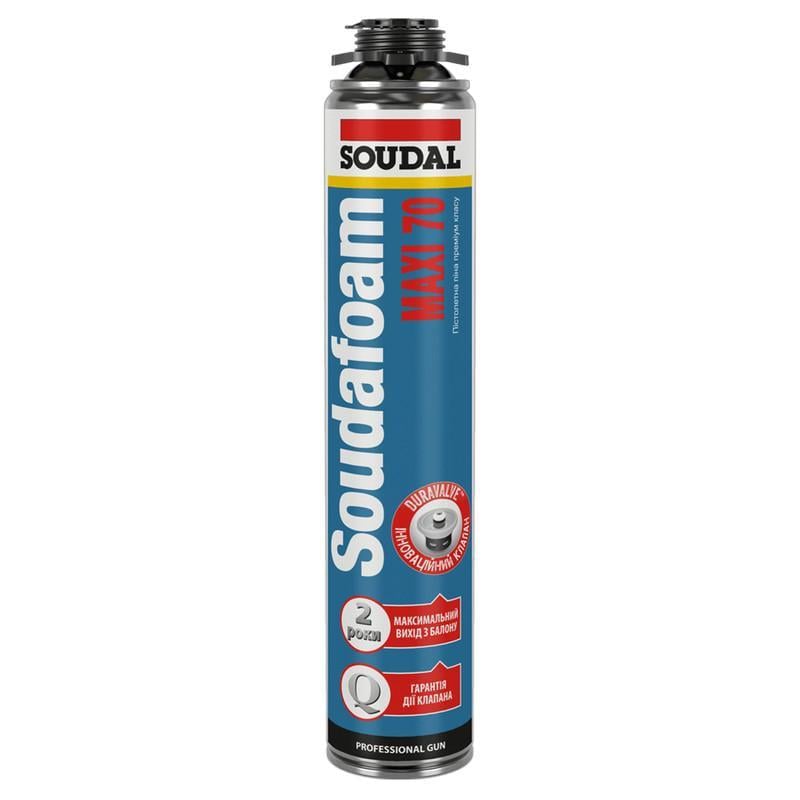 Пена монтажная SOUDAL Soudafoam MAXI 70 с увеличенным выходом пистолетная 870 мл 3 шт. Светло-желтый (000010000000750GM7)