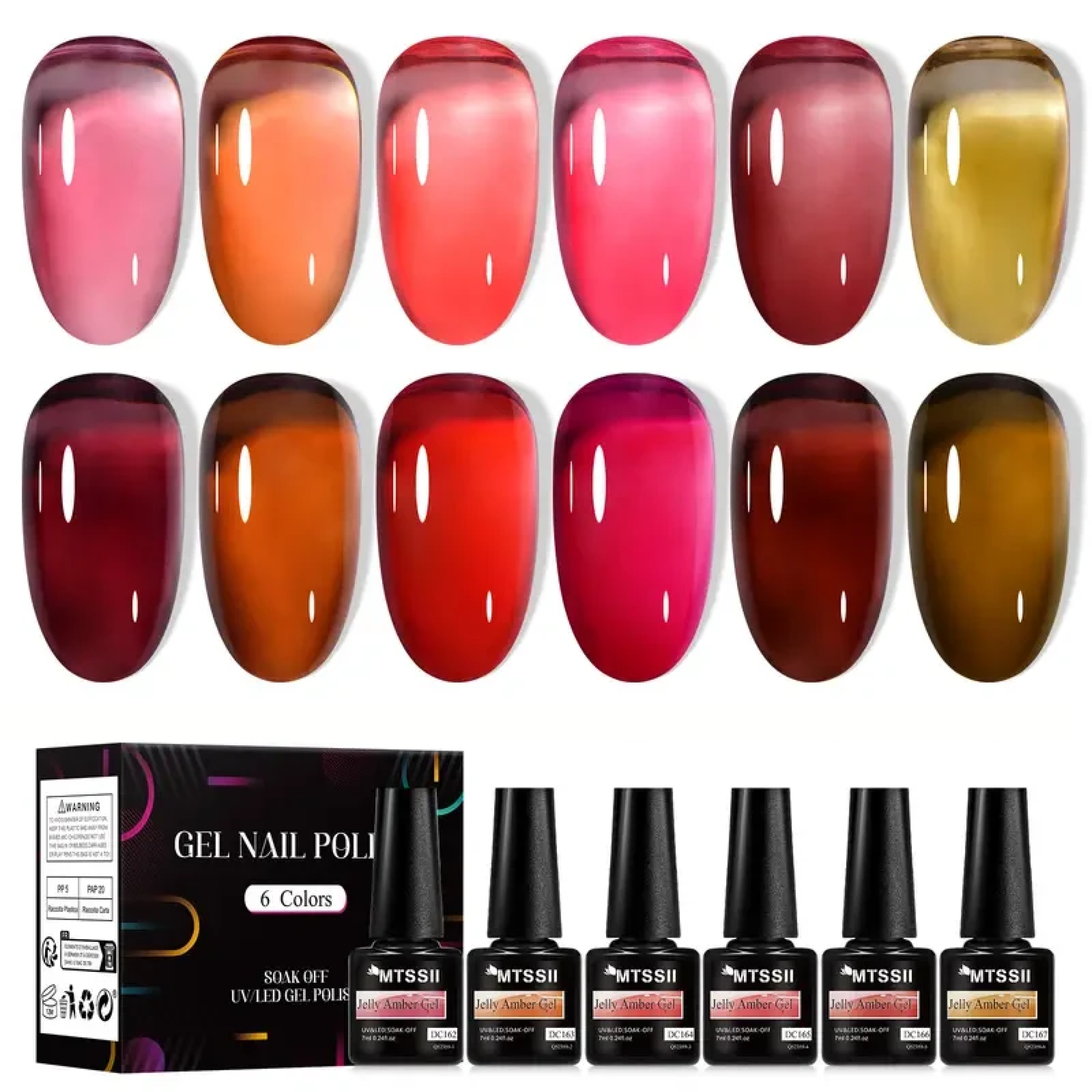 Набір гель-лаків MTSSII Jelly Nail Gel Amber Fire 6 шт. Прозорий (2667514361)