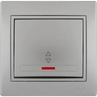 Вимикач одноклавішний Lezard Mira прохідний з/п Срібний (701-1010-114)