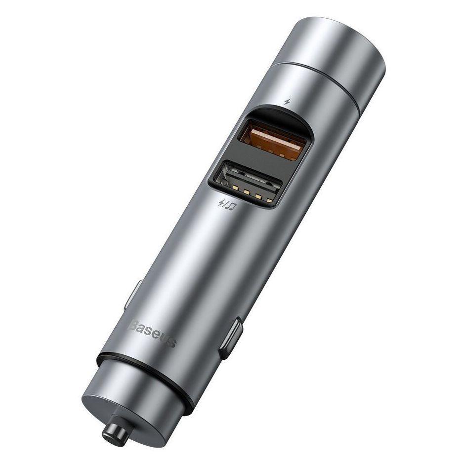 Автомобільний зарядний пристрій Baseus Energy Column MP3 Car Charger(PPS Quick Charger-English), Silver