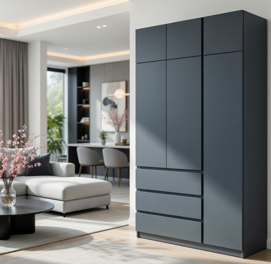 Шкаф с антресолью Мастер Форм Брайт правосторонний 1200х520х2400 мм Антрацитовый (32301)