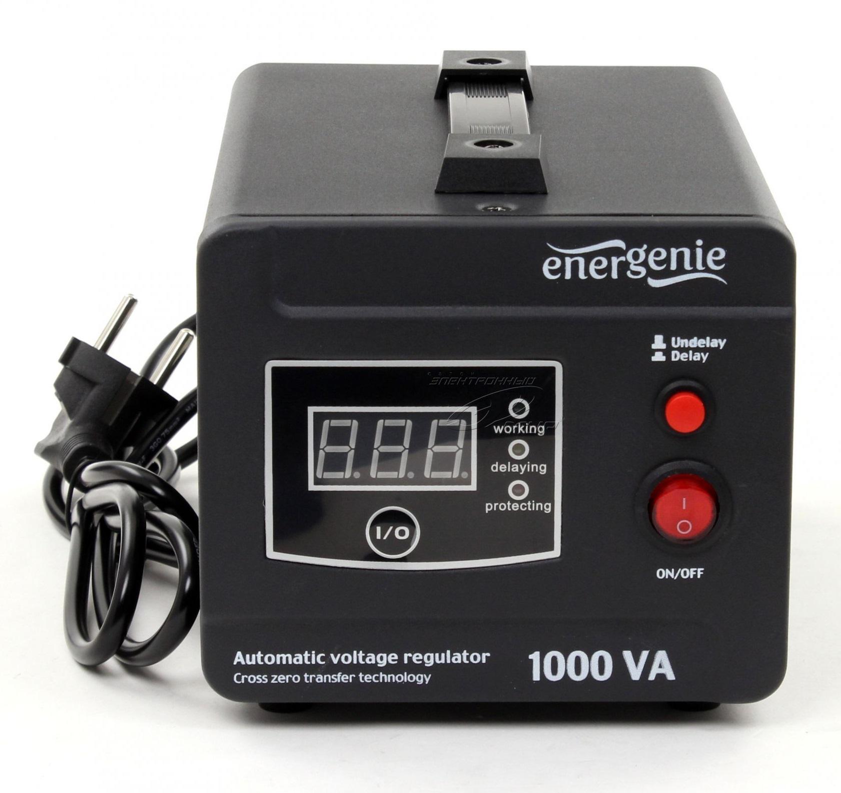 Стабилизатор напряжения EnerGenie EG-AVR-D1000-01 1000ВА 600 Вт Black (25173170) - фото 2