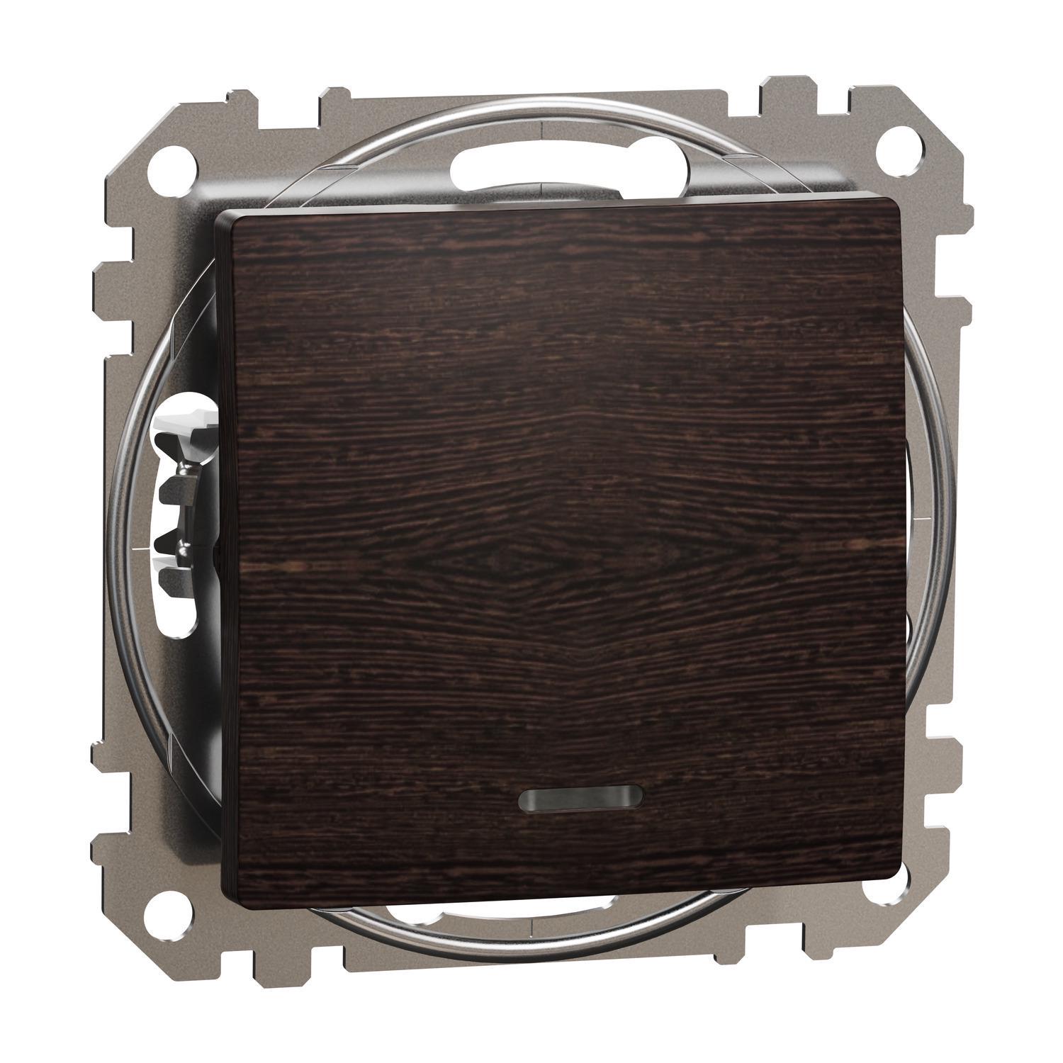 Выключатель одноклавишный с синей LED подсветкой Sedna Design & Element SDD181101L Венге (00000026248)