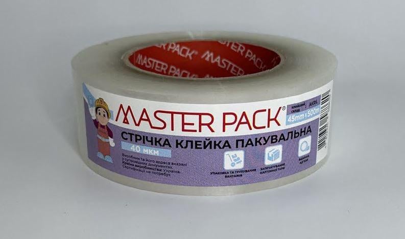 Стрічка пакувальна клейка Master Pack 45 мм 500 м Прозорий