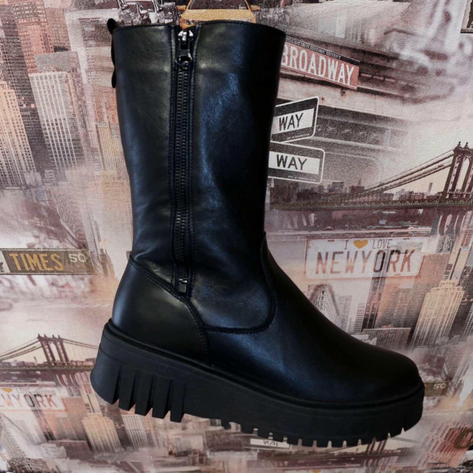 Сапоги женские зимние Pandora 2446 кожаные р. 40 Черный (1723737532)