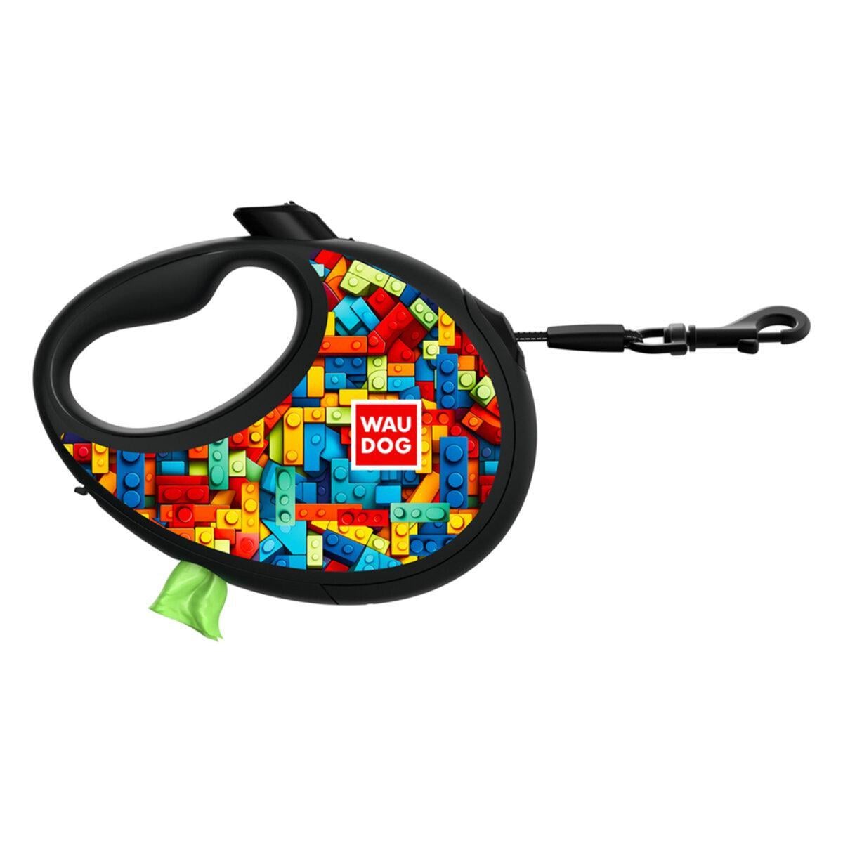Повідець-рулетка для собак Waudog R-leash Блоки з контейнером для пакетів/світловідбивною стрічкою S до 12 кг 3 м (255-4056 Col)
