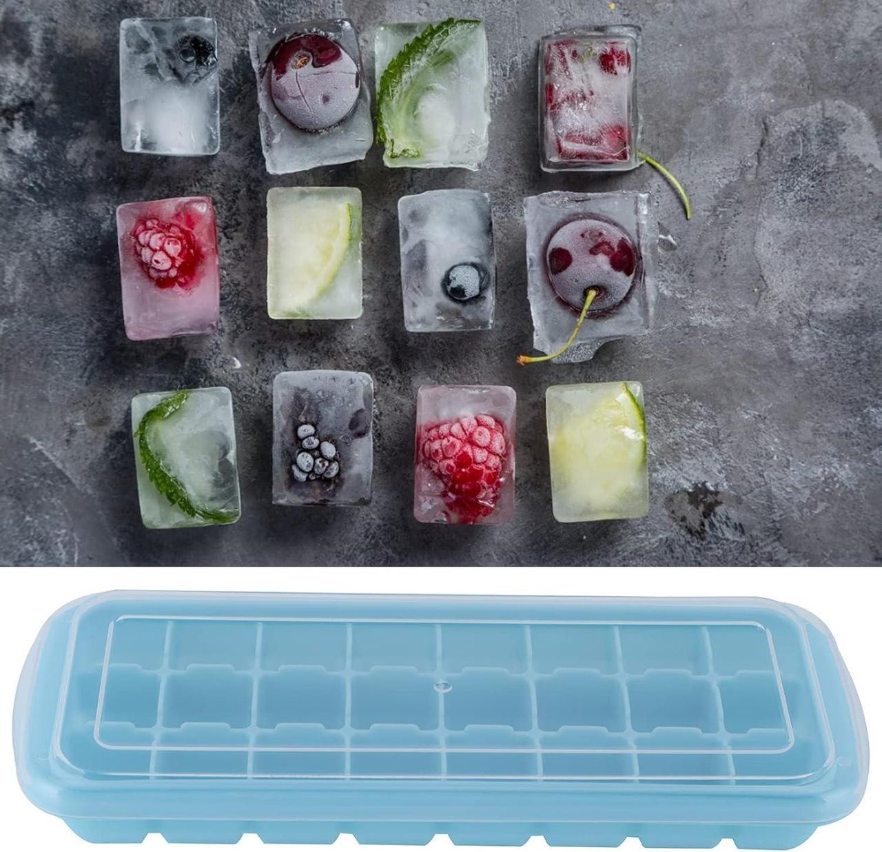Форма для льоду силіконова з кришкою Кубики 24 комірки Блакитний (Е051484) - фото 5
