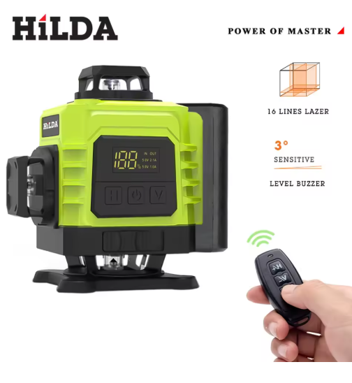 Лазерний рівень-нівелір Hilda 4D версія 2025 року зелений промінь 16 ліній - фото 3 Лазерний рівень-нівелір Hilda 4D версія 2025 року зелений промінь 16 ліній - фото 3
