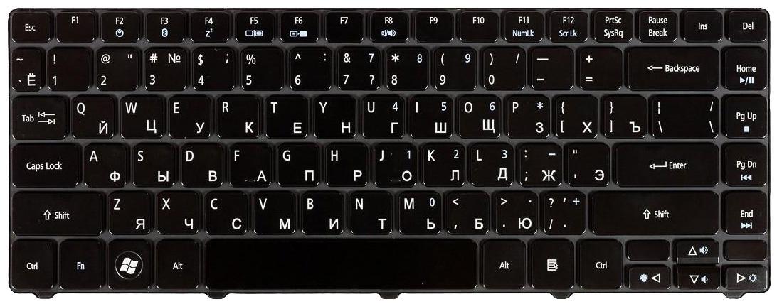 Клавіатура для ноутбука Acer Aspire 3810T Black Glossy Клавіатура для ноутбука Acer Aspire 3810T Black Glossy