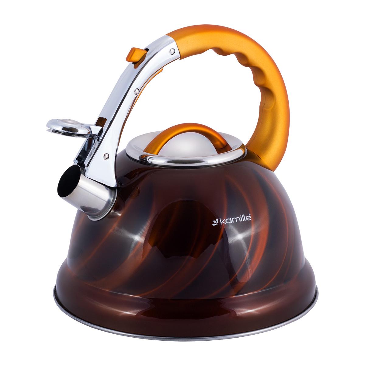 Чайник Kamille Золотой 3л из нержавеющей стали со свистком KM-0690N - фото 7 Чайник Kamille Золотой 3л из нержавеющей стали со свистком KM-0690N - фото 7