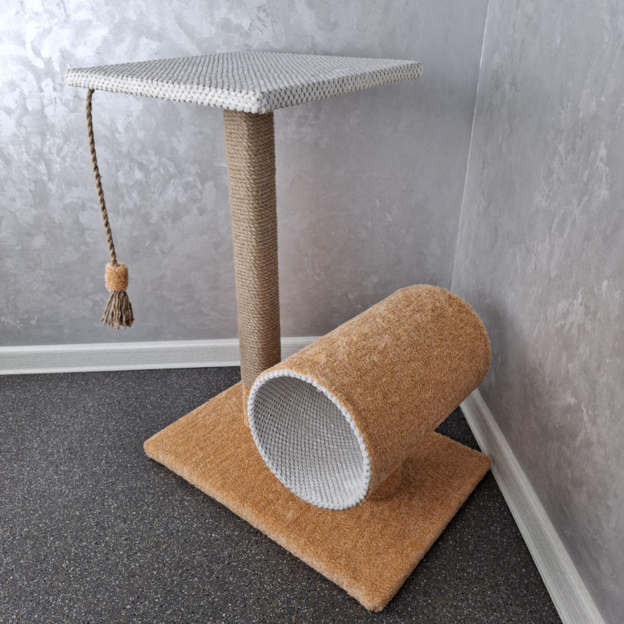 Когтеточка кошачья с лежанкой и игровым тоннелем