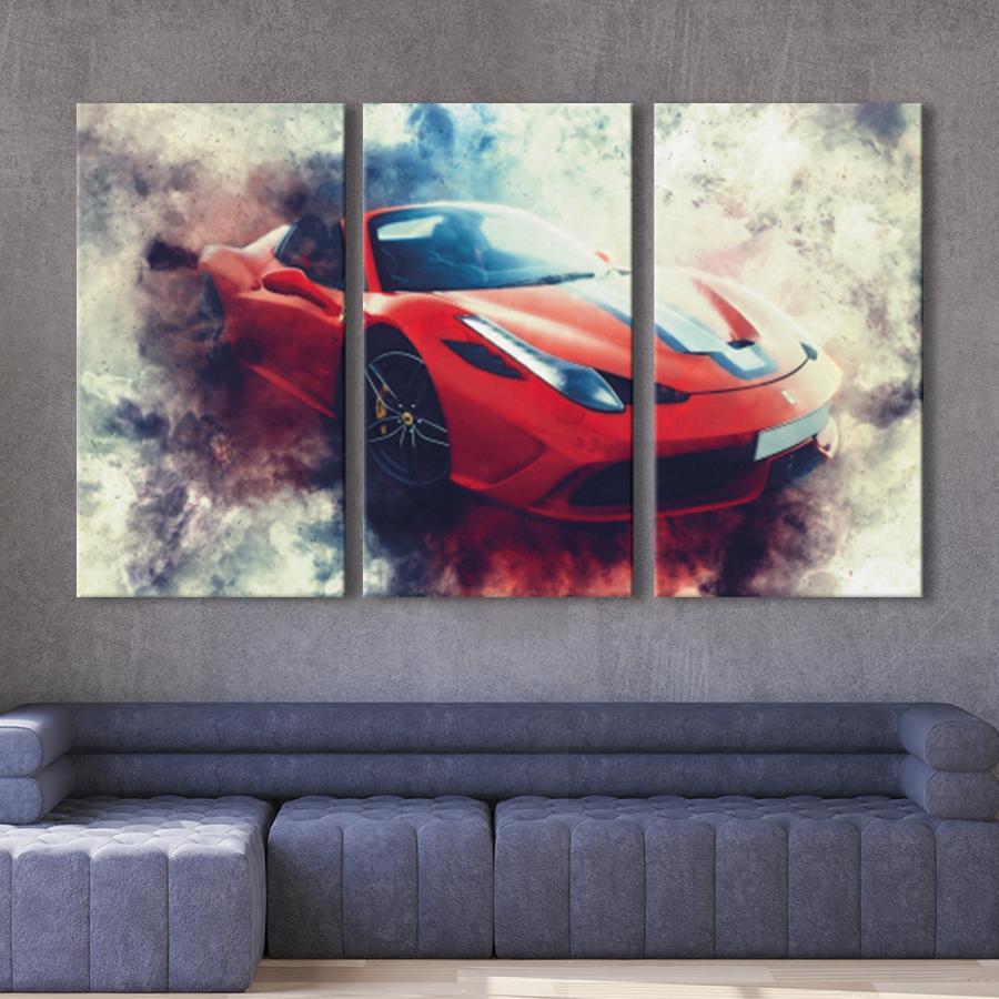Модульная картина на холсте триптих Ламборджини 156x100 см (MK311627)