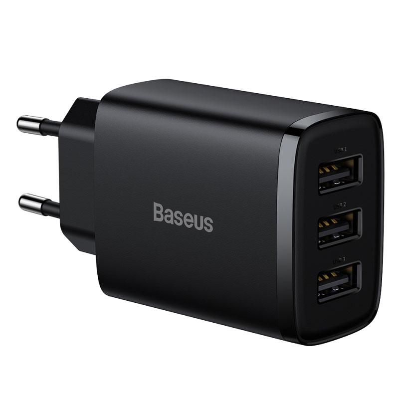 Зарядное устройство сетевое BASEUS Compact 17W 3USB CCXJ02 Черный (00000056089_1)