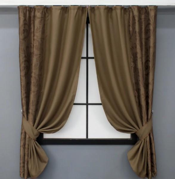 Комплект штор 1,05х1,7 м 2 шт. Коричневый (032дк)
