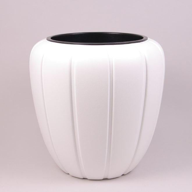 Горшок пластмассовый Flora GAJA с вкладом 40 см 81272 Белый (DR013528)