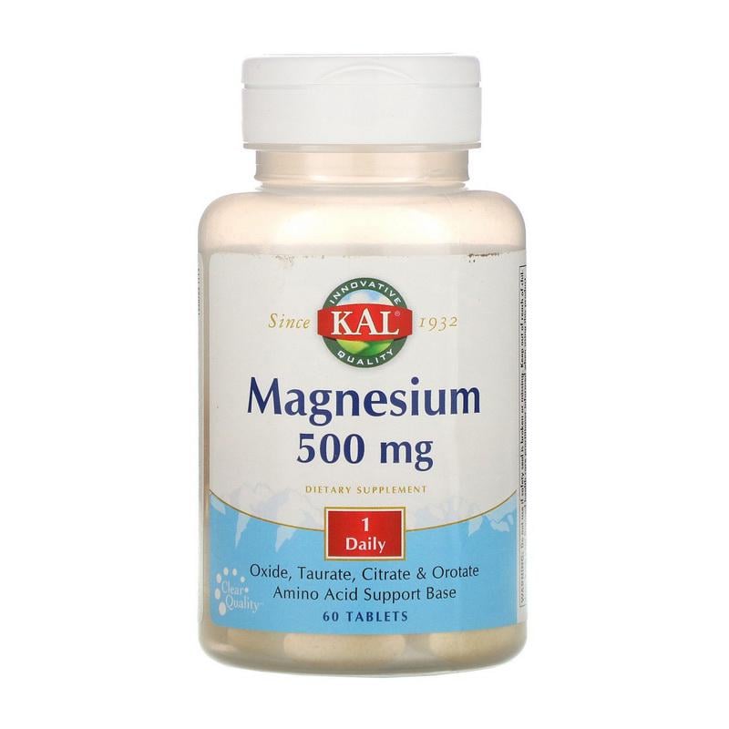 Комплекс магния оксид таурат цитрат с L-аргинином и L-глутамином KAL Magnesium 500 mg 60 табл.