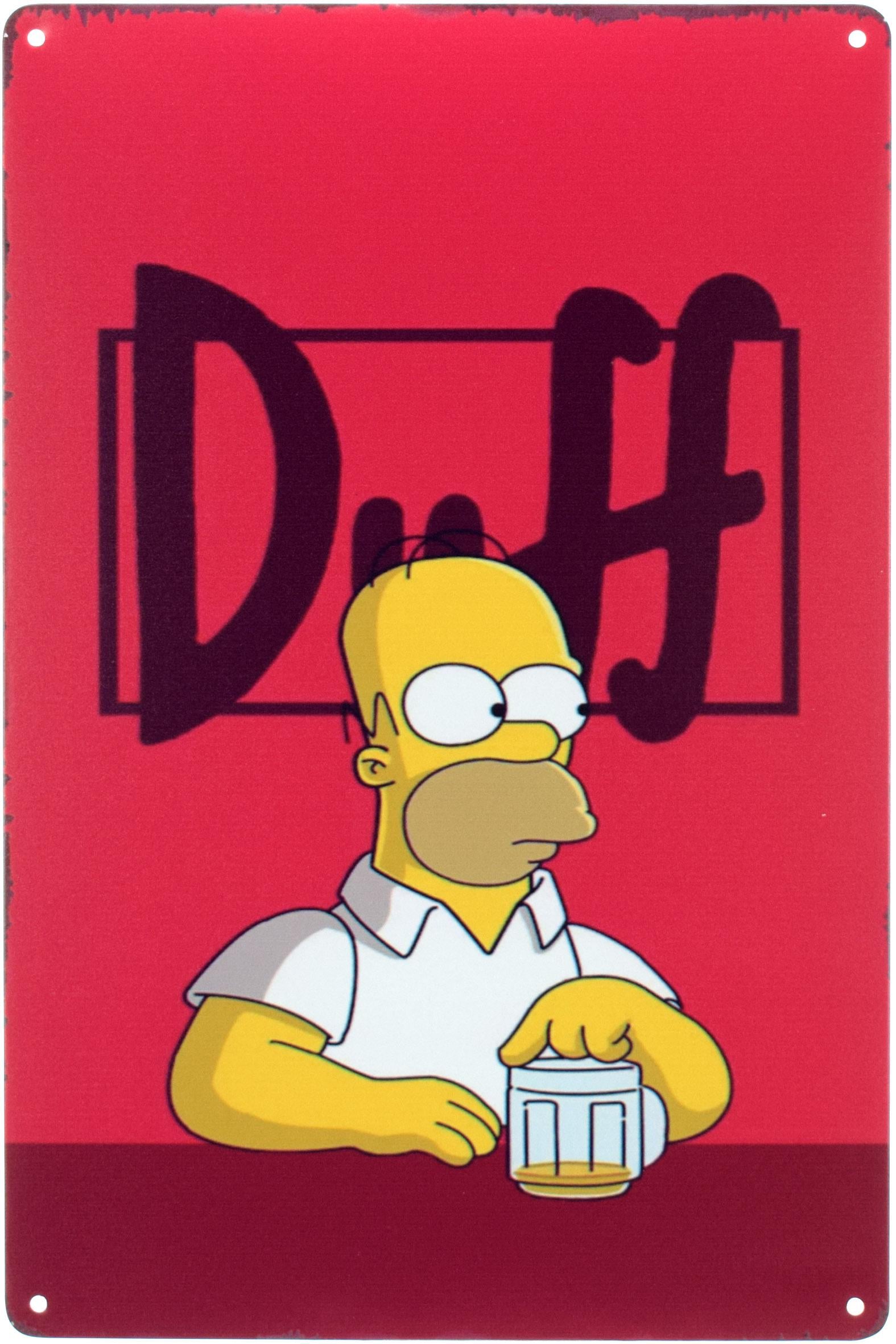 Табличка металлическая Duff Гомер Симпсон 20x30 см
