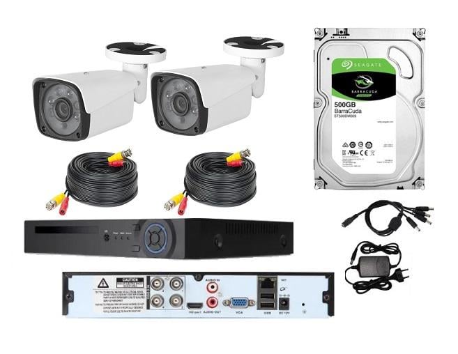 Комплект відеоспостереження на 2 вуличні камери Full-HD Protection-kit 4x2 з жорстким диском 500 Gb